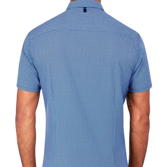 W.R.K Dark Blue Mini Geo Print 4-Way Stretch Short Sleeve Shirt - Picture 2 of 2